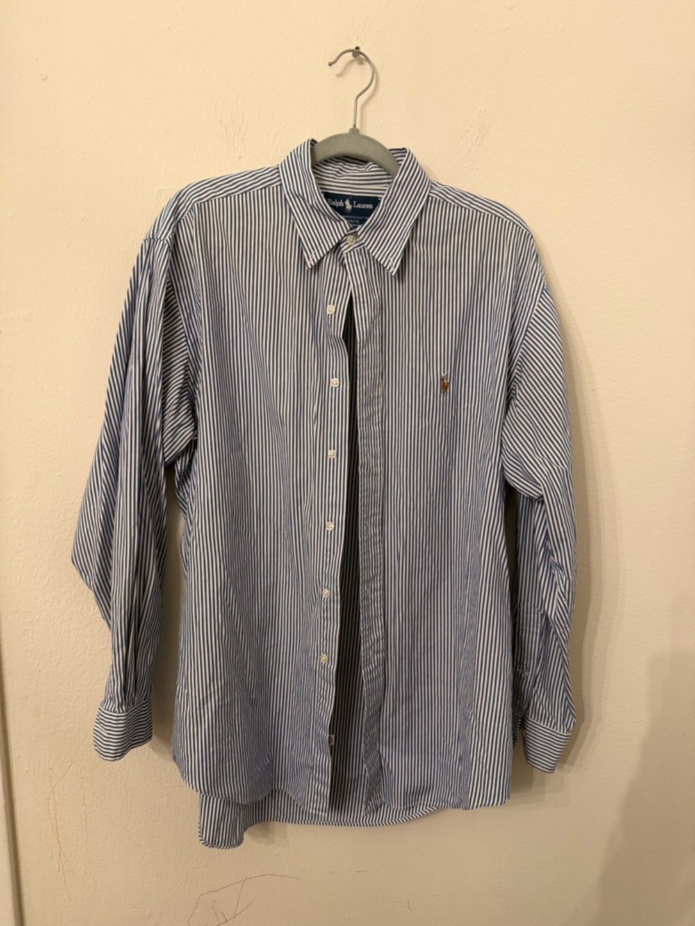 Ralph Lauren Blue & White Striped Button-Down Shirt